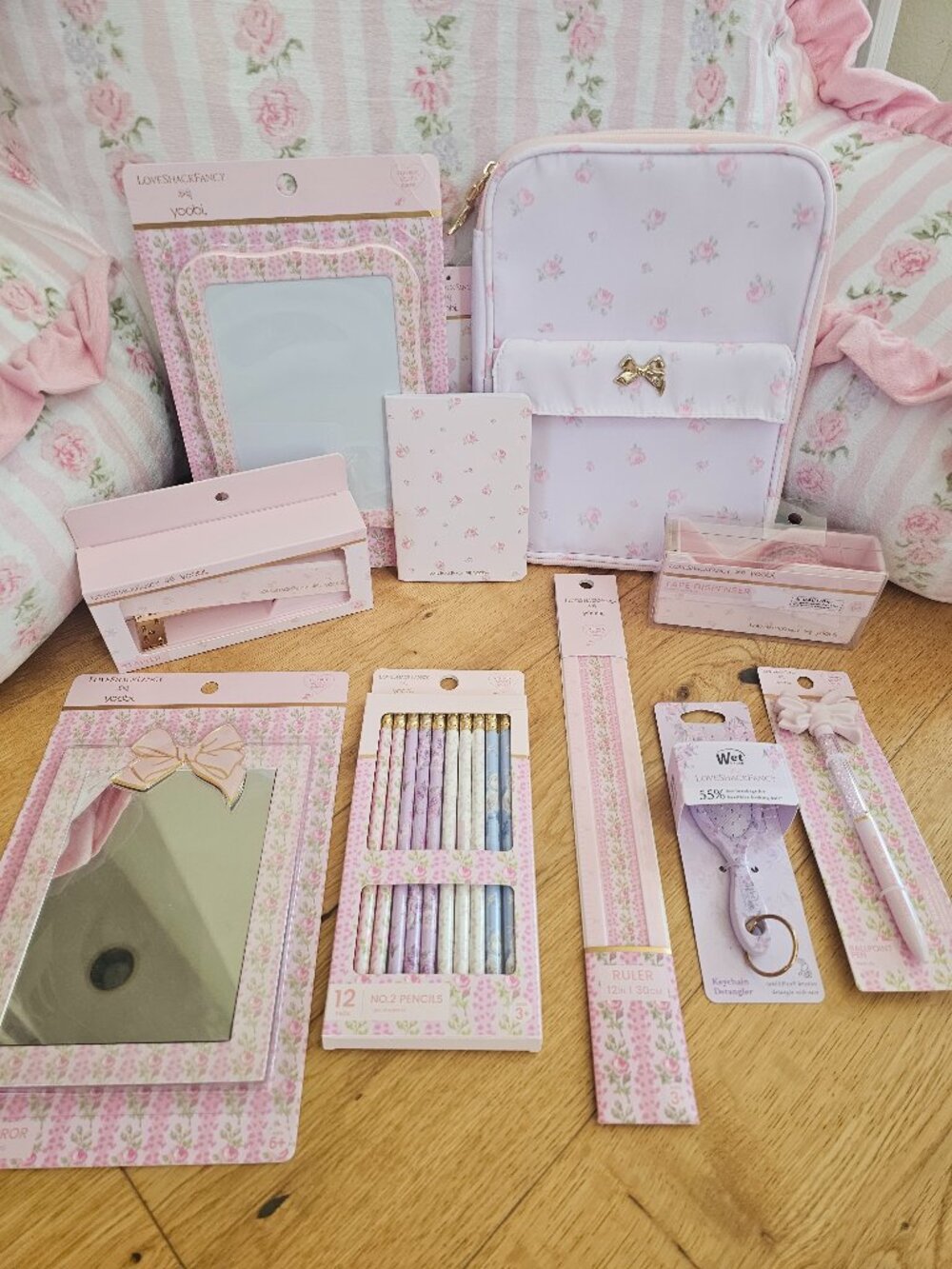 LoveShackFancy Target pink magnetic mirror erase board Pencils organizer ruler